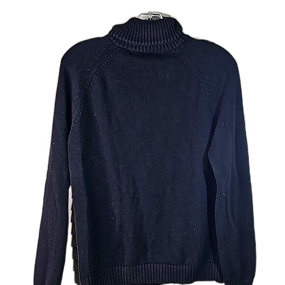 Sweater by Lauren Ralph Lauren Turtleneck Snap Goldtone Hardware Black Size L - Picture 5 of 6